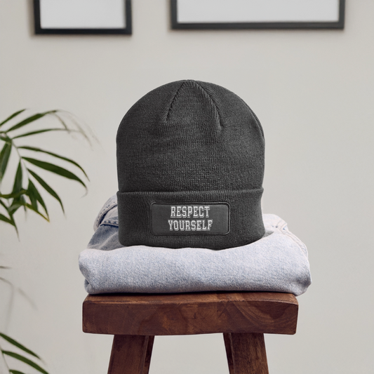 Respect Yourself Patch Beanie - charcoal grey
