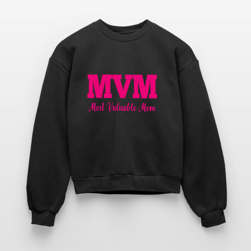 Most Valuable Mom (MVM) Women's Fleece Crewneck Sweatshirt - black
