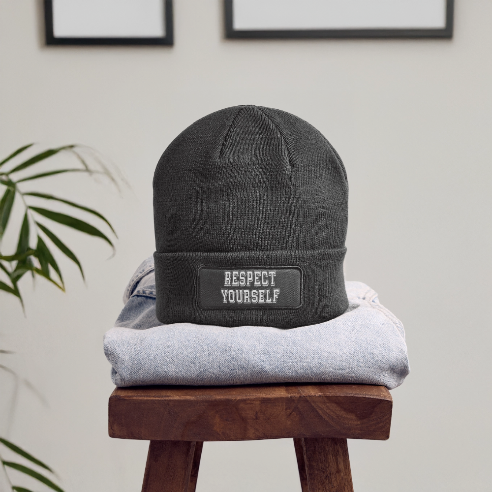 Respect Yourself Patch Beanie - charcoal grey