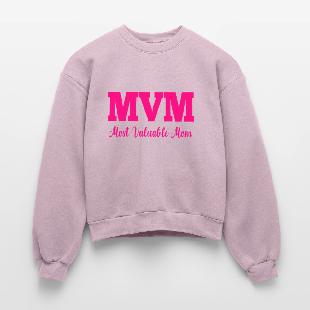 Most Valuable Mom (MVM) Women's Fleece Crewneck Sweatshirt - blush pink 