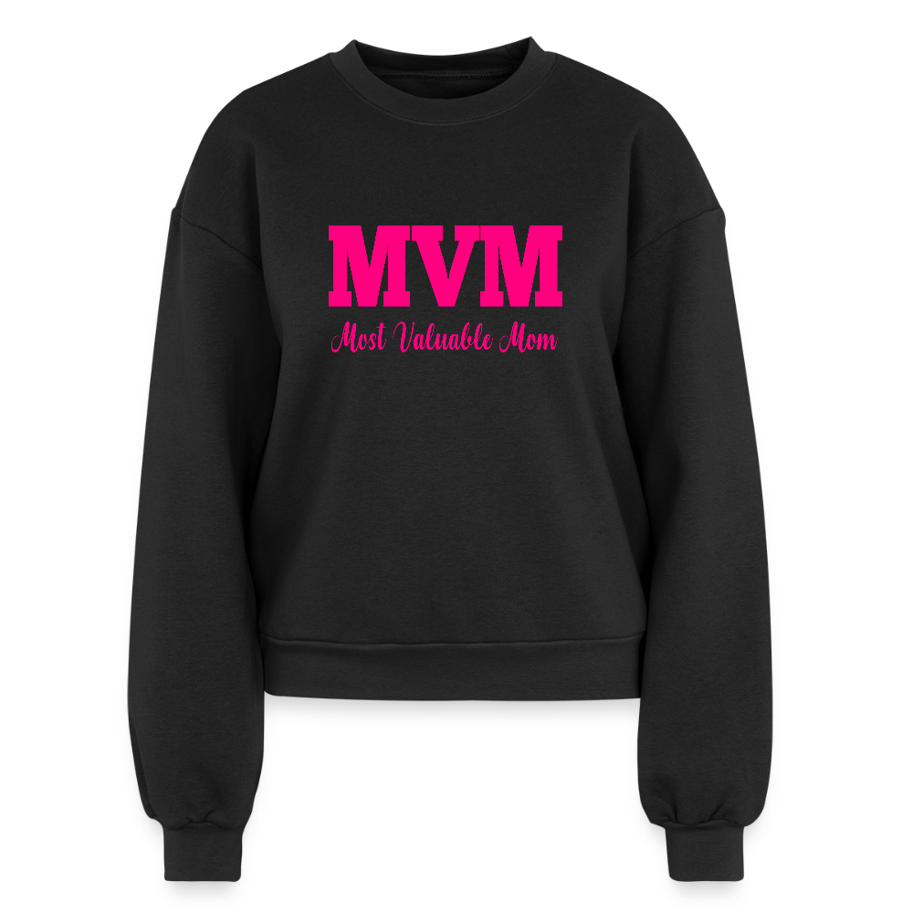 Most Valuable Mom (MVM) Women's Fleece Crewneck Sweatshirt - black