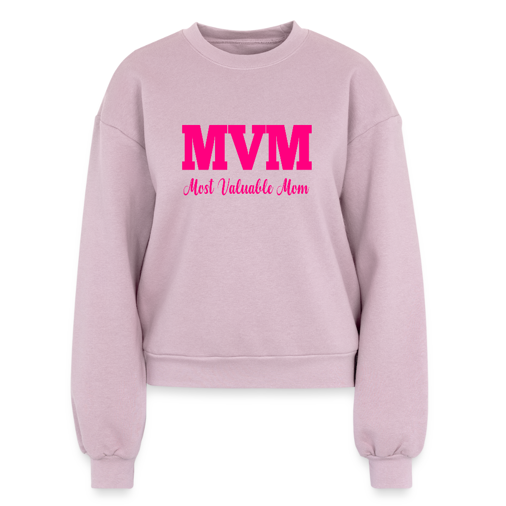 Most Valuable Mom (MVM) Women's Fleece Crewneck Sweatshirt - blush pink 