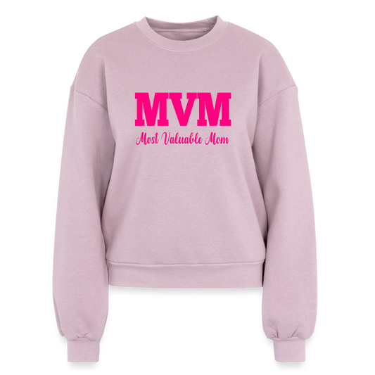 Most Valuable Mom (MVM) Women's Fleece Crewneck Sweatshirt - blush pink 