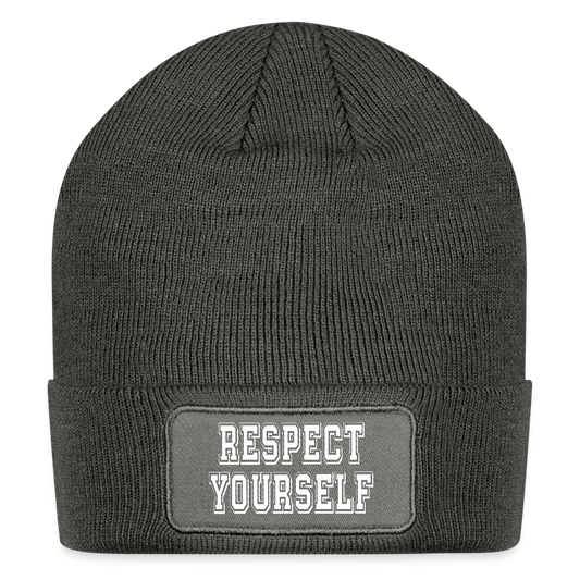 Respect Yourself Patch Beanie - charcoal grey