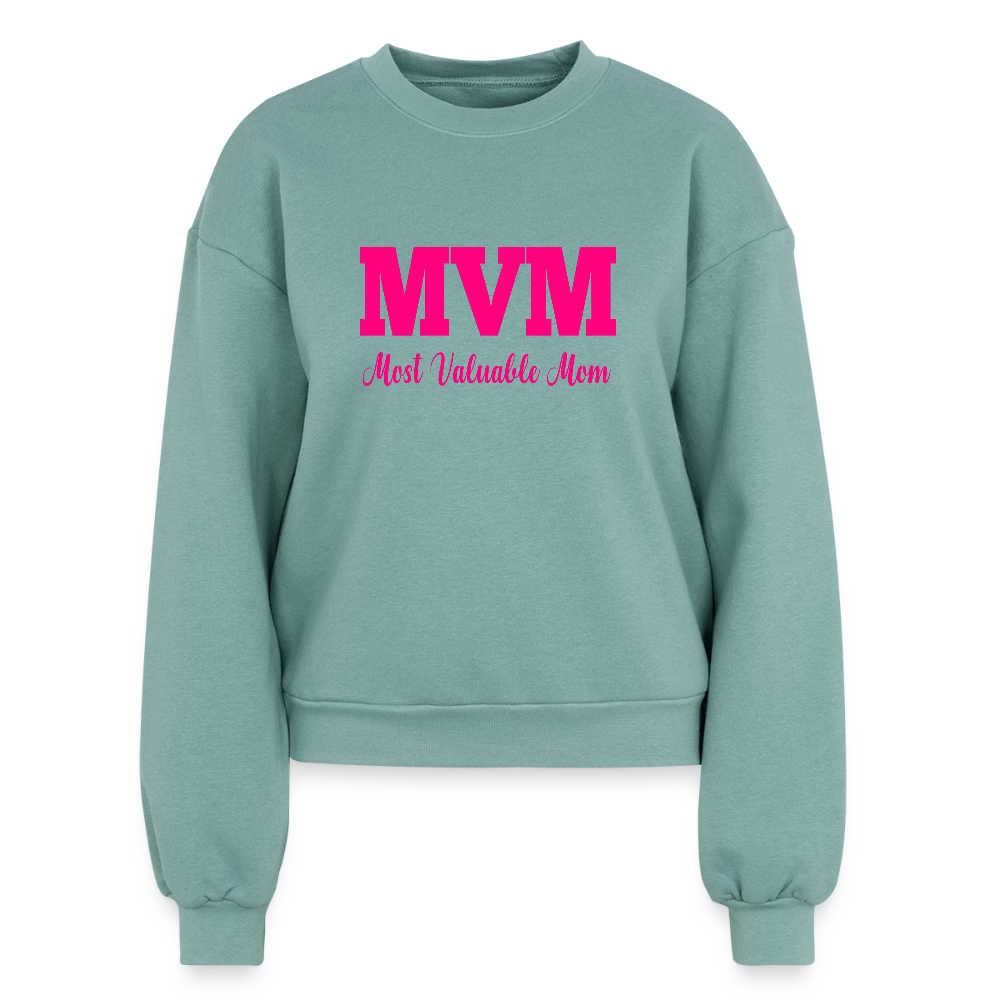 Most Valuable Mom (MVM) Women's Fleece Crewneck Sweatshirt - saltwater